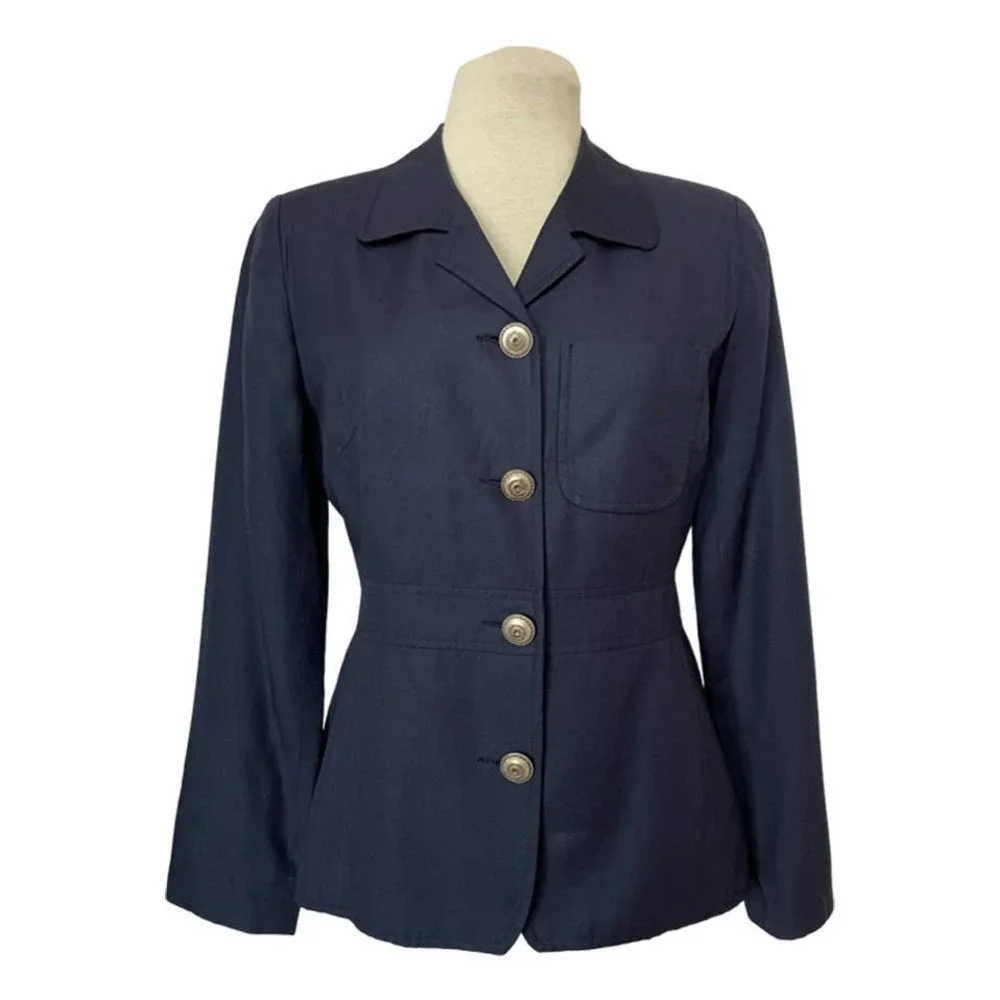 Hw New York Tailored Navy Blazer Size 4 Petite